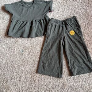 Cat & Jack Olive Green Ribbed Two-Piece Set